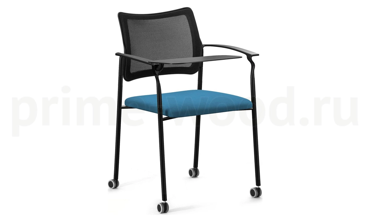 Стул офисный для посетителя на колесах (пюпитр) арт. Pinko Mesh cast black Arms+WT - фото 3