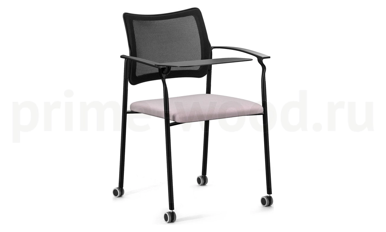 Стул офисный для посетителя на колесах (пюпитр) арт. Pinko Mesh cast black Arms+WT - фото 1
