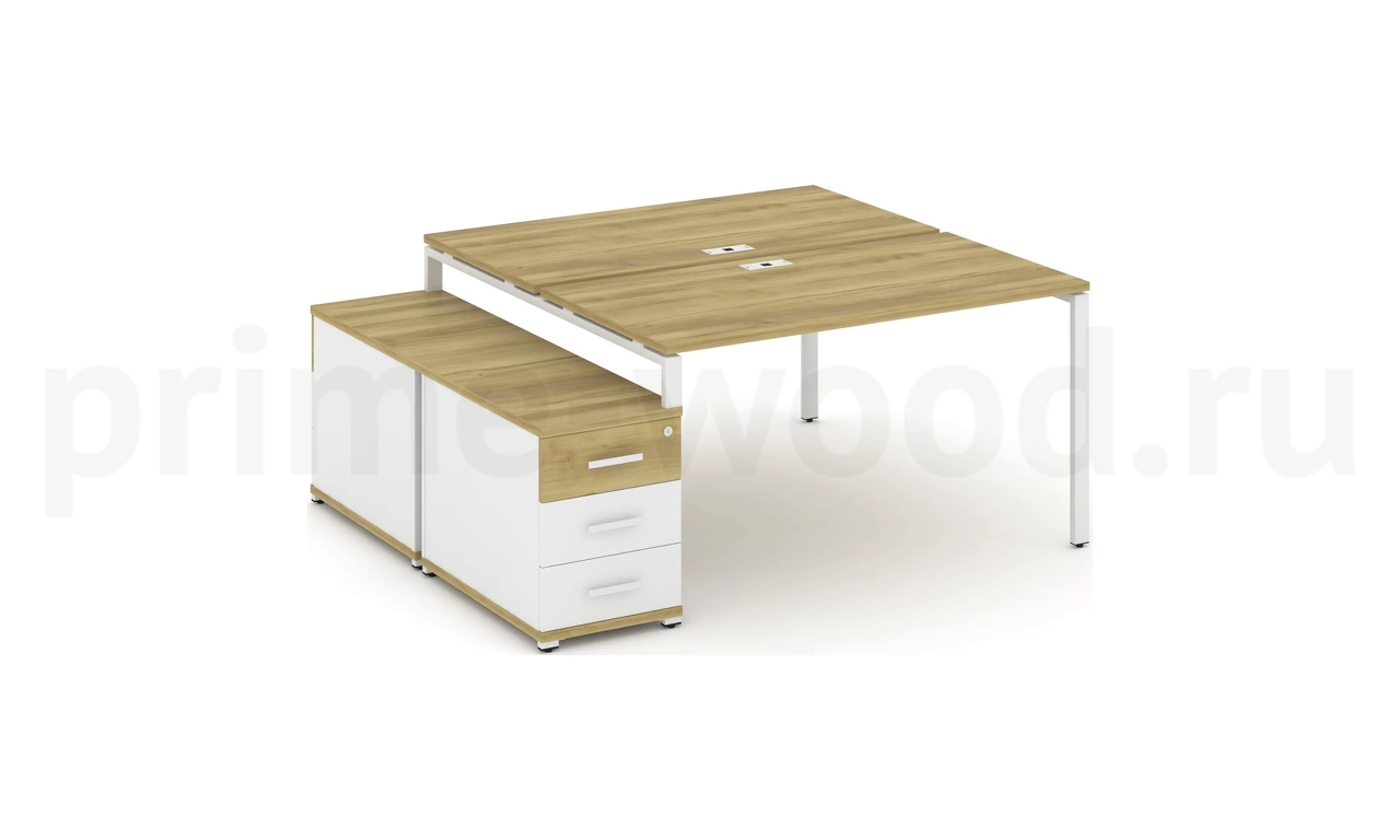 Рабочая станция на 2 места с двухсторонней опорной тумбой CN.DRS-303 B/W - фото 4